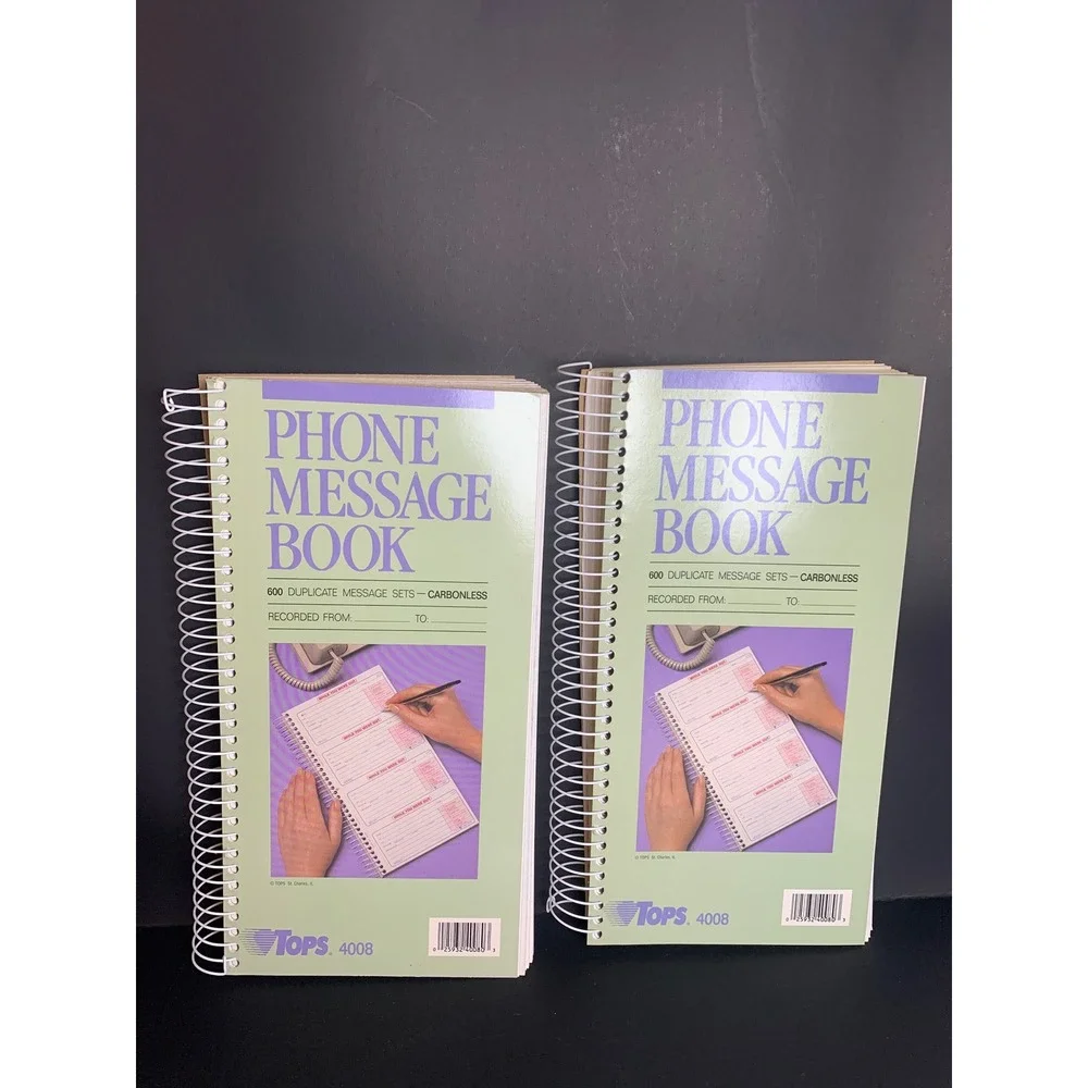 Vintage 2 TOPS 4008 Phone Message Book 600 Duplicate Sets Carbonless Spiral 90s